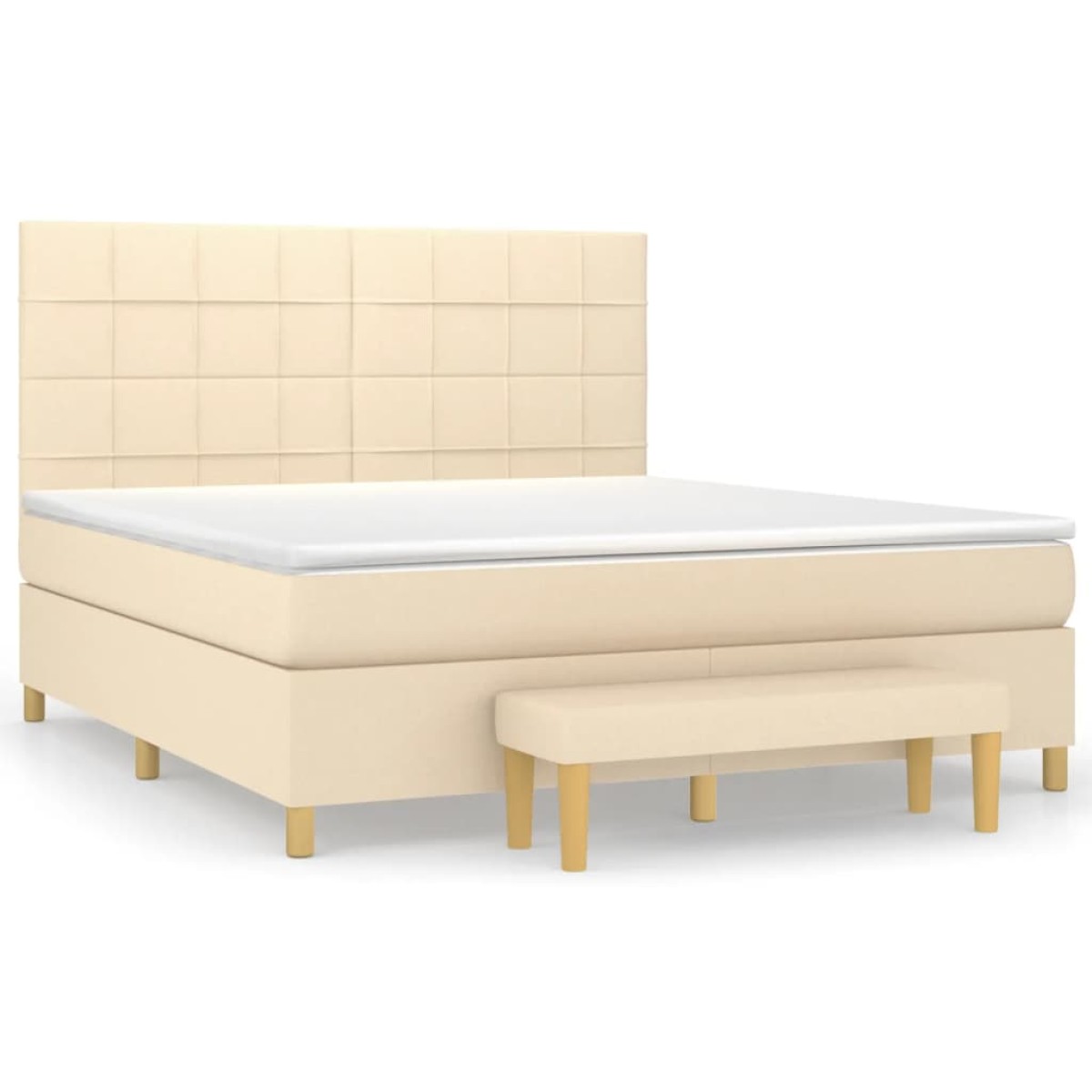 vidaXL Κρεβάτι Boxspring με Στρώμα Κρεμ 180x200 εκ. Υφασμάτινο