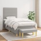 vidaXL Κρεβάτι Boxspring με Στρώμα Ανοιχτό Γκρι 90x190 εκ. Υφασμάτινο