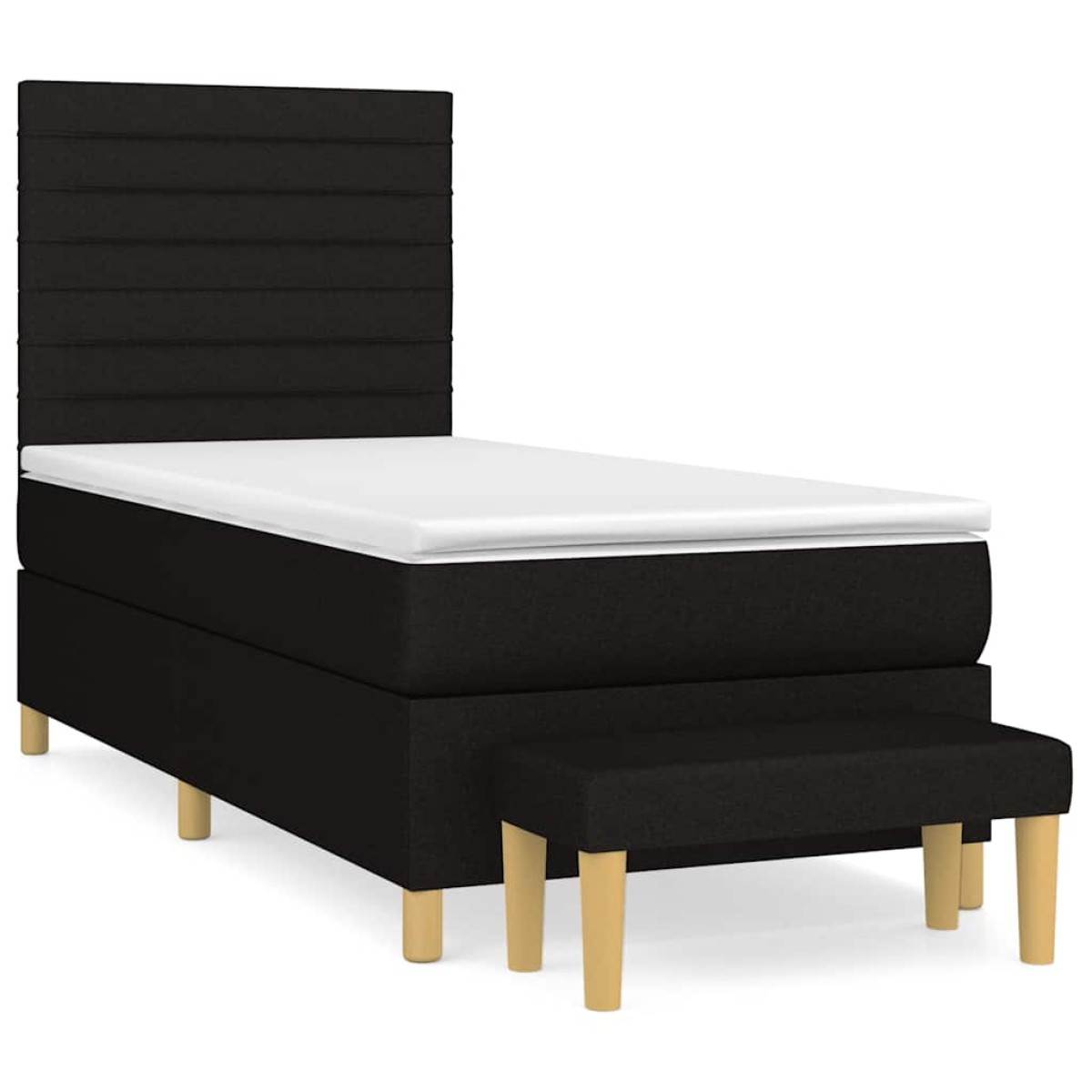 vidaXL Κρεβάτι Boxspring με Στρώμα Μαύρο 90x200 εκ. Υφασμάτινο