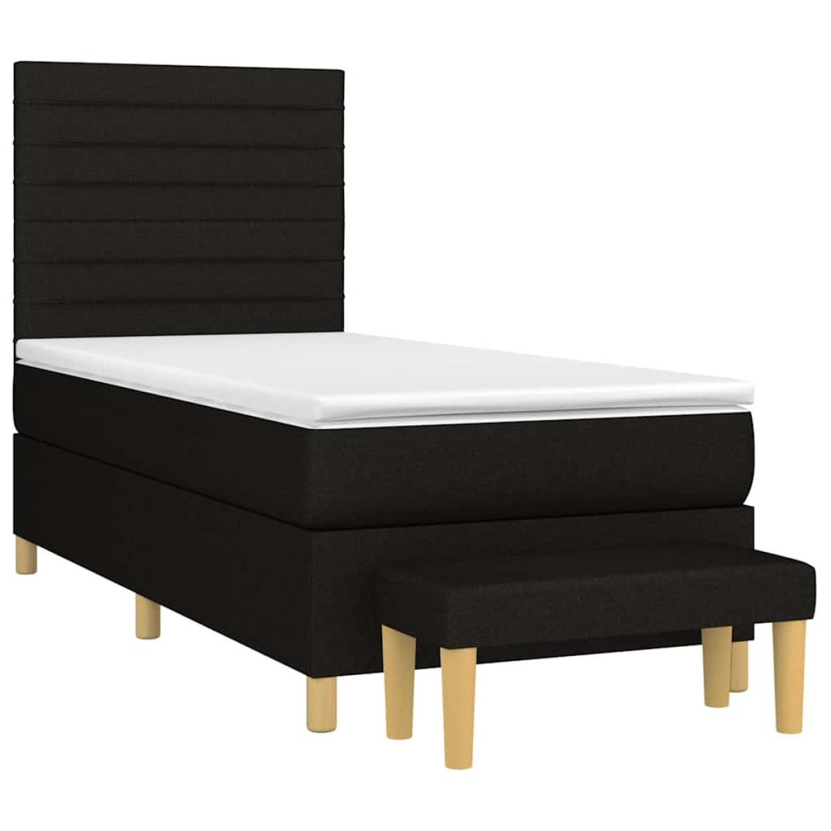 vidaXL Κρεβάτι Boxspring με Στρώμα Μαύρο 90x200 εκ. Υφασμάτινο