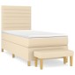 vidaXL Κρεβάτι Boxspring με Στρώμα Κρεμ 90x200 εκ.Υφασμάτινο