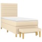 vidaXL Κρεβάτι Boxspring με Στρώμα Κρεμ 90x200 εκ.Υφασμάτινο