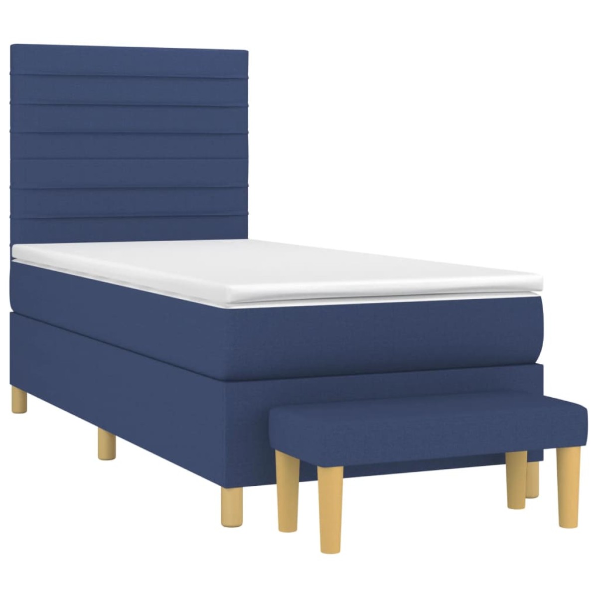 vidaXL Κρεβάτι Boxspring με Στρώμα Μπλε 90x200 εκ.Υφασμάτινο