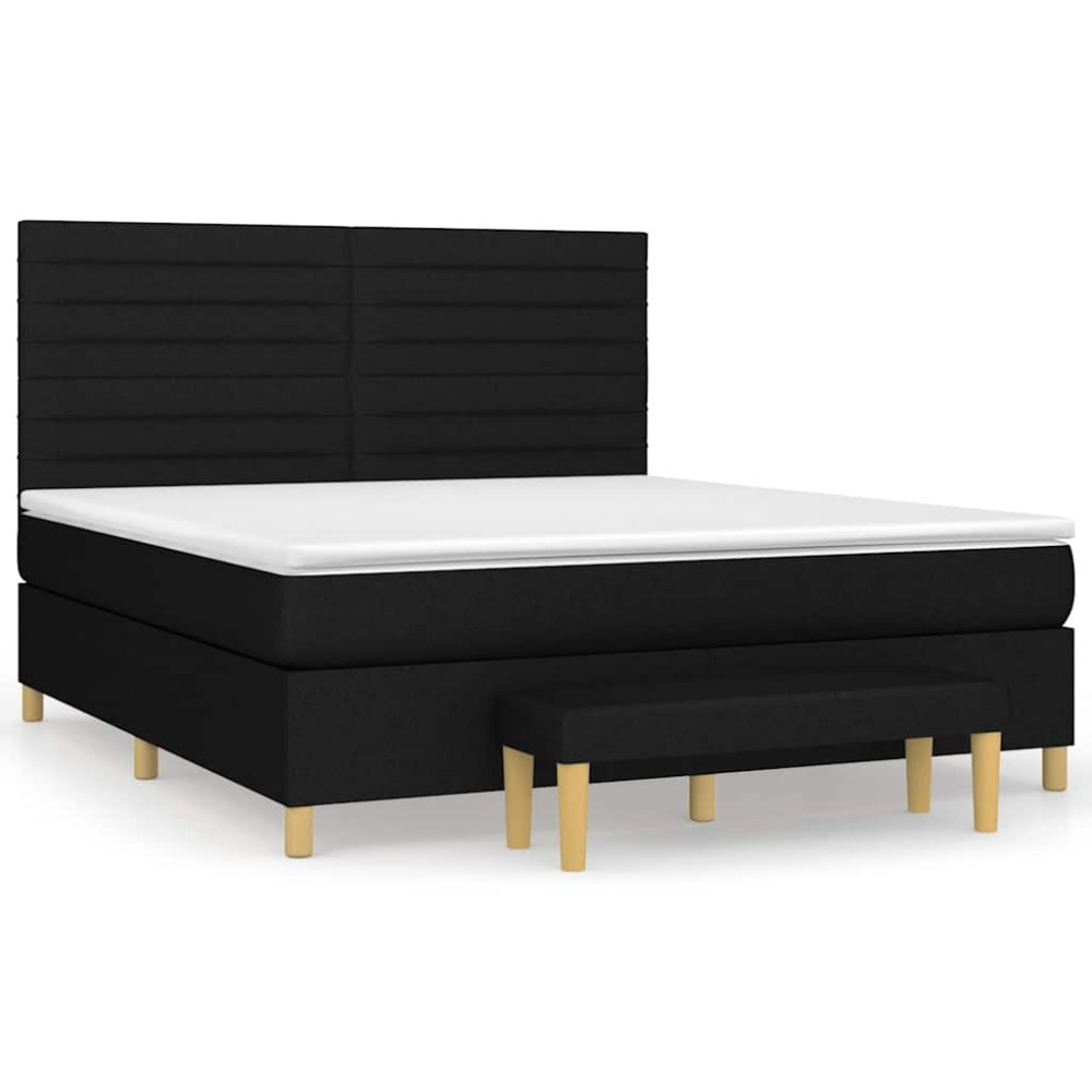 vidaXL Κρεβάτι Boxspring με Στρώμα Μαύρο 160x200 εκ. Υφασμάτινο