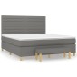 vidaXL Κρεβάτι Boxspring με Στρώμα Σκούρο Γκρι 180x200 εκ Υφασμάτιν