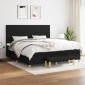vidaXL Κρεβάτι Boxspring με Στρώμα Μαύρο 200x200 εκ. Υφασμάτινο