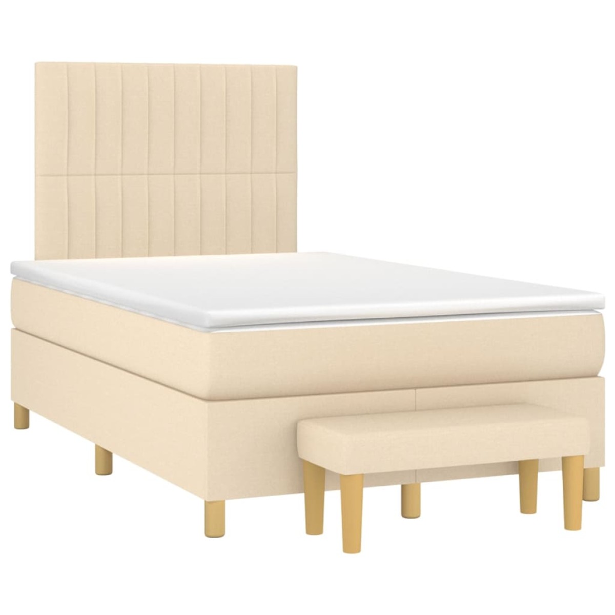 vidaXL Κρεβάτι Boxspring με Στρώμα Κρεμ 120x200 εκ. Υφασμάτινο