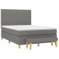 vidaXL Κρεβάτι Boxspring με Στρώμα Σκούρο Γκρι 140x190 εκ. Υφασμάτινο