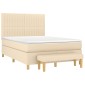 vidaXL Κρεβάτι Boxspring με Στρώμα Κρεμ 140x190 εκ. Υφασμάτινο