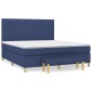 vidaXL Κρεβάτι Boxspring με Στρώμα Μπλε 160x200 εκ. Υφασμάτινο