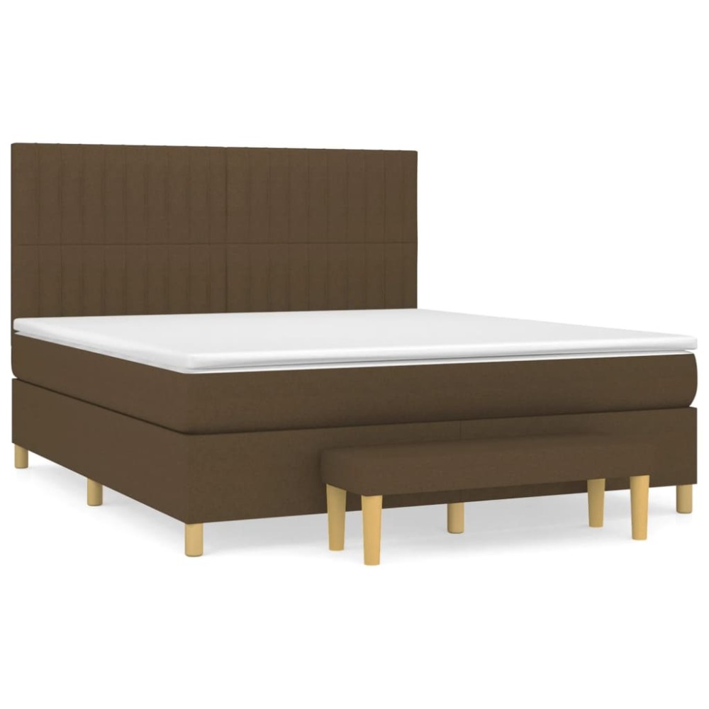 vidaXL Κρεβάτι Boxspring με Στρώμα Σκούρο Καφέ 180x200 εκ Υφασμάτινο