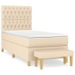 vidaXL Κρεβάτι Boxspring με Στρώμα Κρεμ 100 x 200 εκ. Υφασμάτινο