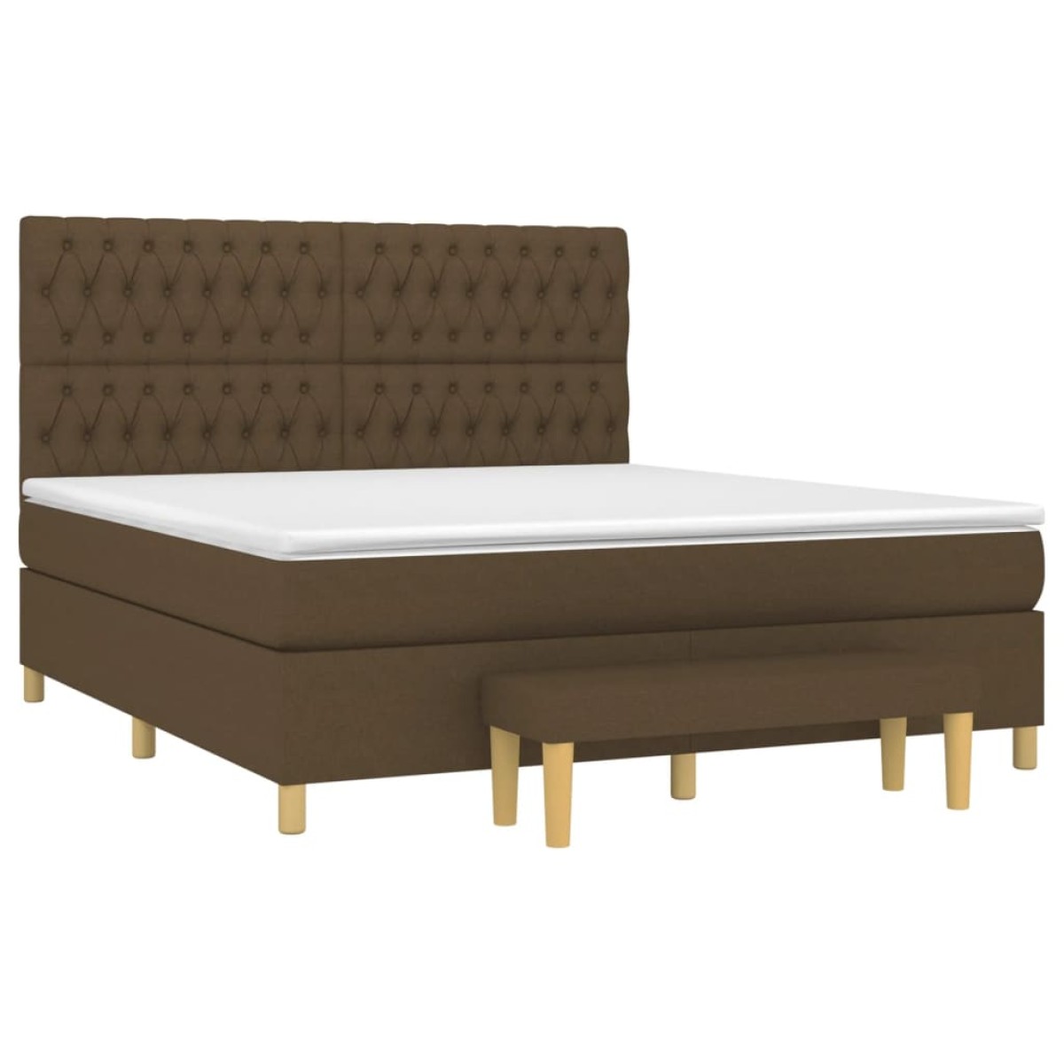 vidaXL Κρεβάτι Boxspring με Στρώμα Σκούρο Καφέ 180x200 εκ Υφασμάτινο