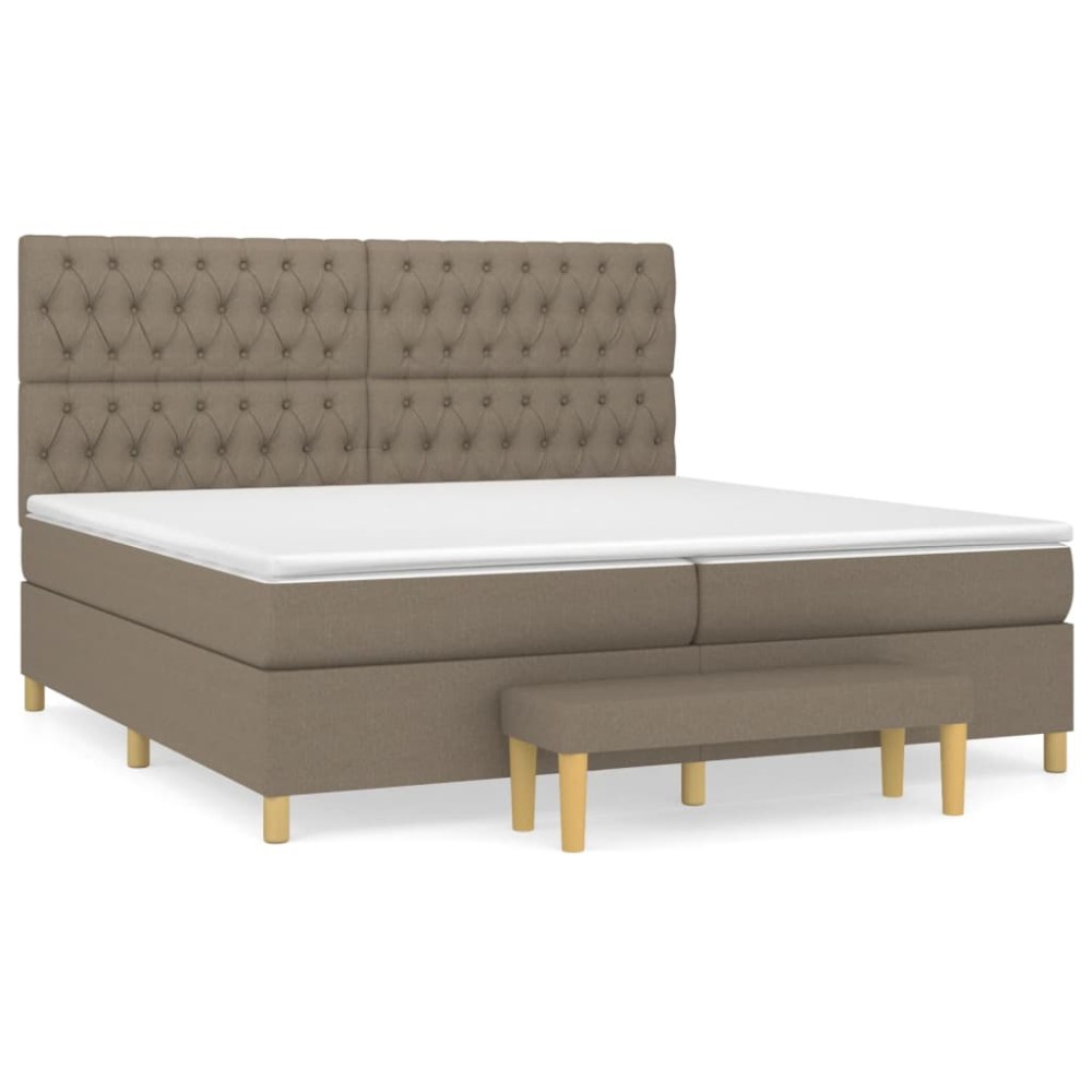 vidaXL Κρεβάτι Boxspring με Στρώμα Taupe 200x200 εκ. Υφασμάτινο