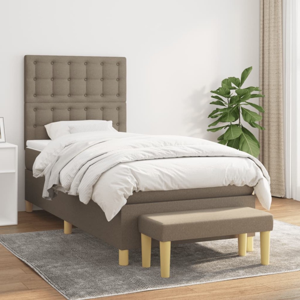 vidaXL Κρεβάτι Boxspring με Στρώμα Taupe 80x200 εκ. Υφασμάτινο