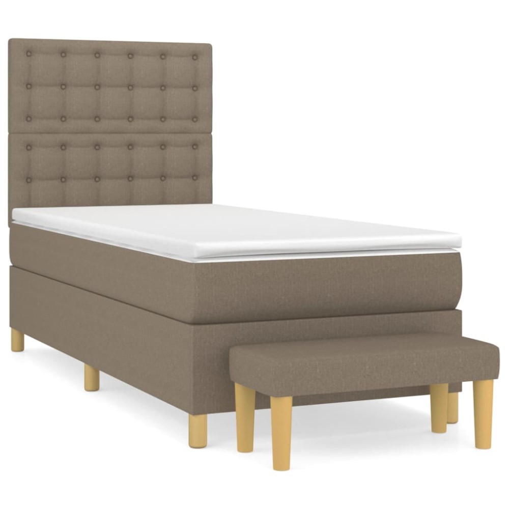 vidaXL Κρεβάτι Boxspring με Στρώμα Taupe 90x200 εκ. Υφασμάτινο