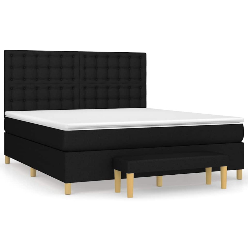 vidaXL Κρεβάτι Boxspring με Στρώμα Μαύρο 160x200 εκ. Υφασμάτινο