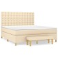 vidaXL Κρεβάτι Boxspring με Στρώμα Κρεμ 160x200 εκ. Υφασμάτινο