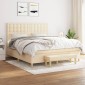 vidaXL Κρεβάτι Boxspring με Στρώμα Κρεμ 160x200 εκ. Υφασμάτινο