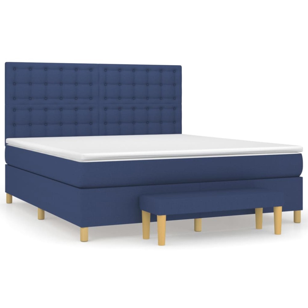 vidaXL Κρεβάτι Boxspring με Στρώμα Μπλε 160x200 εκ. Υφασμάτινο