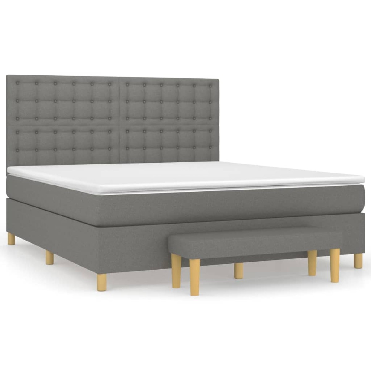 vidaXL Κρεβάτι Boxspring με Στρώμα Σκούρο Γκρι 180x200 εκ Υφασμάτιν