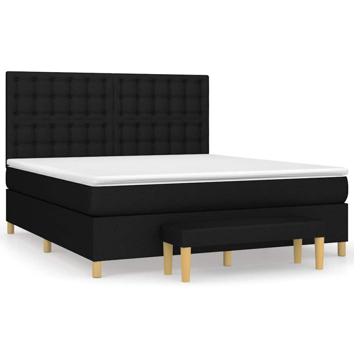 vidaXL Κρεβάτι Boxspring με Στρώμα Μαύρο 180x200 εκ. Υφασμάτινο