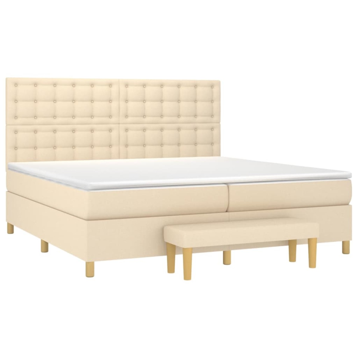 vidaXL Κρεβάτι Boxspring με Στρώμα Κρεμ 200x200 εκ. Υφασμάτινο