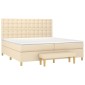 vidaXL Κρεβάτι Boxspring με Στρώμα Κρεμ 200x200 εκ. Υφασμάτινο