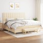 vidaXL Κρεβάτι Boxspring με Στρώμα Κρεμ 200x200 εκ. Υφασμάτινο