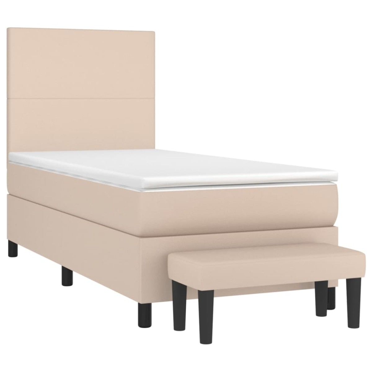vidaXL Κρεβάτι Boxspring με Στρώμα Καπουτσίνο 90x190εκ.από Συνθ. Δέρμα