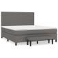 vidaXL Κρεβάτι Boxspring με Στρώμα Γκρι 160x200εκ. από Συνθετικό Δέρμα