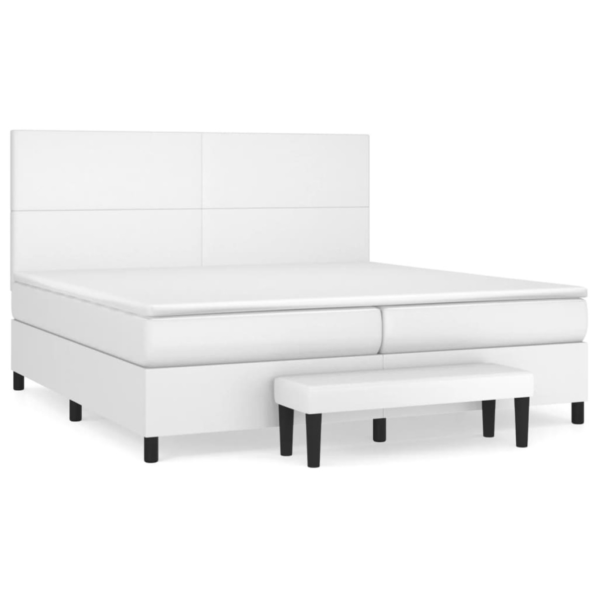 vidaXL Κρεβάτι Boxspring με Στρώμα Λευκό 200x200 εκ. Συνθετικό Δέρμα