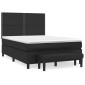 vidaXL Κρεβάτι Boxspring με Στρώμα Μαύρο 140x190εκ.από Συνθετικό Δέρμα