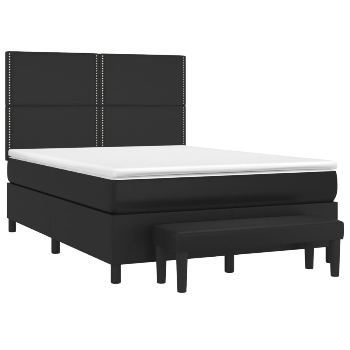 vidaXL Κρεβάτι Boxspring με Στρώμα Μαύρο 140x190εκ.από Συνθετικό Δέρμα
