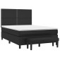 vidaXL Κρεβάτι Boxspring με Στρώμα Μαύρο 140x190εκ.από Συνθετικό Δέρμα