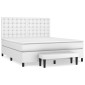 vidaXL Κρεβάτι Boxspring με Στρώμα Λευκό 160x200εκ.από Συνθετικό Δέρμα