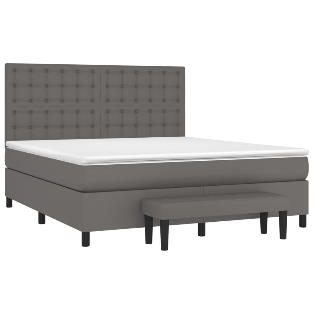 vidaXL Κρεβάτι Boxspring με Στρώμα Γκρι 180x200 εκ. Συνθετικό Δέρμα