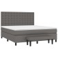 vidaXL Κρεβάτι Boxspring με Στρώμα Γκρι 180x200 εκ. Συνθετικό Δέρμα