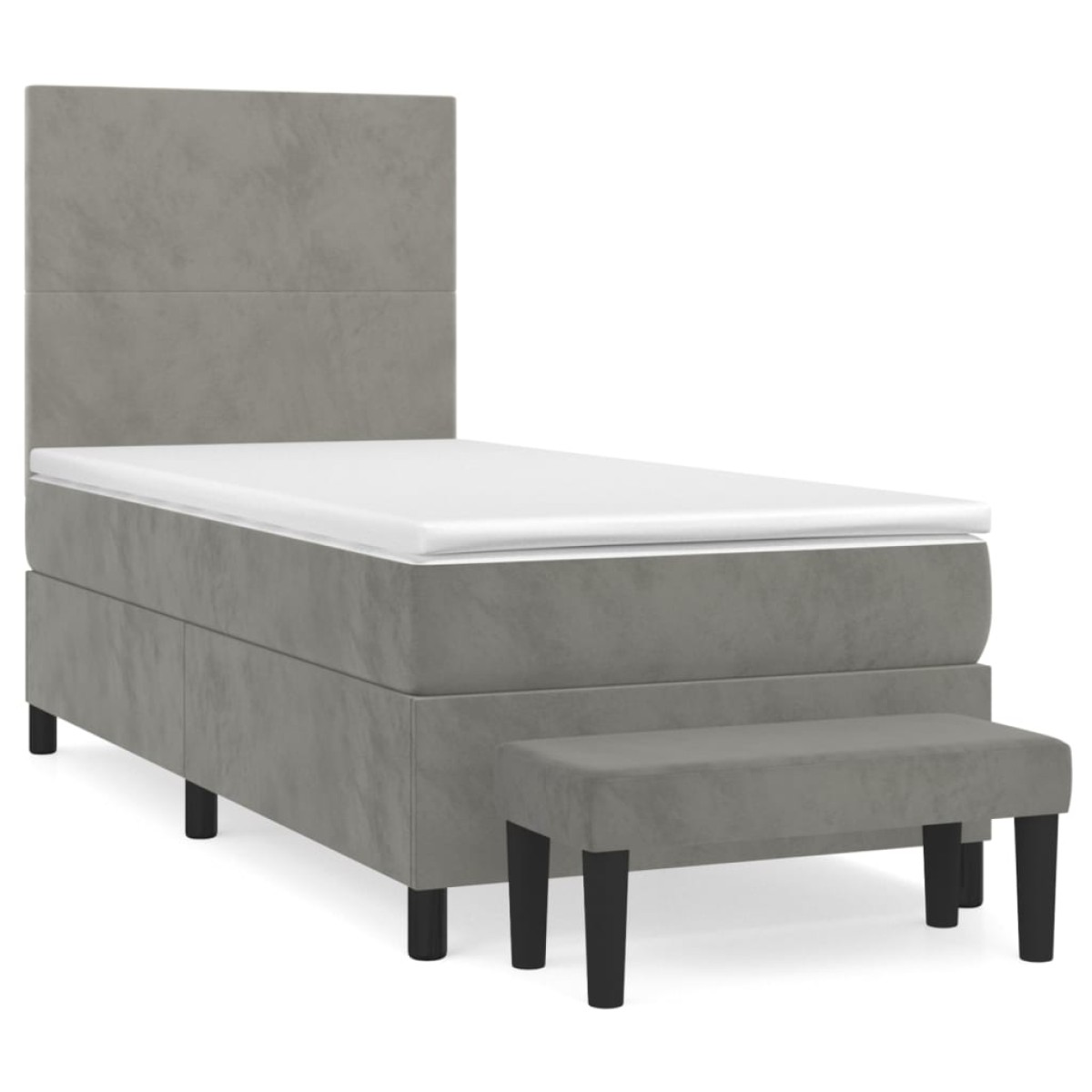 vidaXL Κρεβάτι Boxspring με Στρώμα Ανοιχτό Γκρι 80x200 εκ. Βελούδινο
