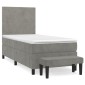 vidaXL Κρεβάτι Boxspring με Στρώμα Ανοιχτό Γκρι 80x200 εκ. Βελούδινο