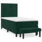 vidaXL Κρεβάτι Boxspring με Στρώμα Σκούρο Πράσινο 90x190 εκ. Βελούδινο