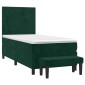 vidaXL Κρεβάτι Boxspring με Στρώμα Σκούρο Πράσινο 90x200 εκ. Βελούδινο