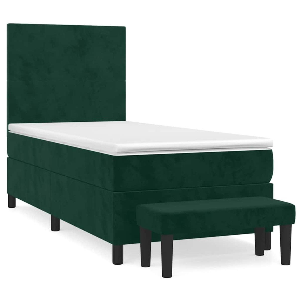 vidaXL Κρεβάτι Boxspring με Στρώμα Σκούρο Πράσινο 100x200εκ. Βελούδινο