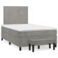 vidaXL Κρεβάτι Boxspring με Στρώμα Ανοιχτό Γκρι 120x200 εκ. Βελούδινο
