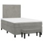 vidaXL Κρεβάτι Boxspring με Στρώμα Ανοιχτό Γκρι 120x200 εκ. Βελούδινο
