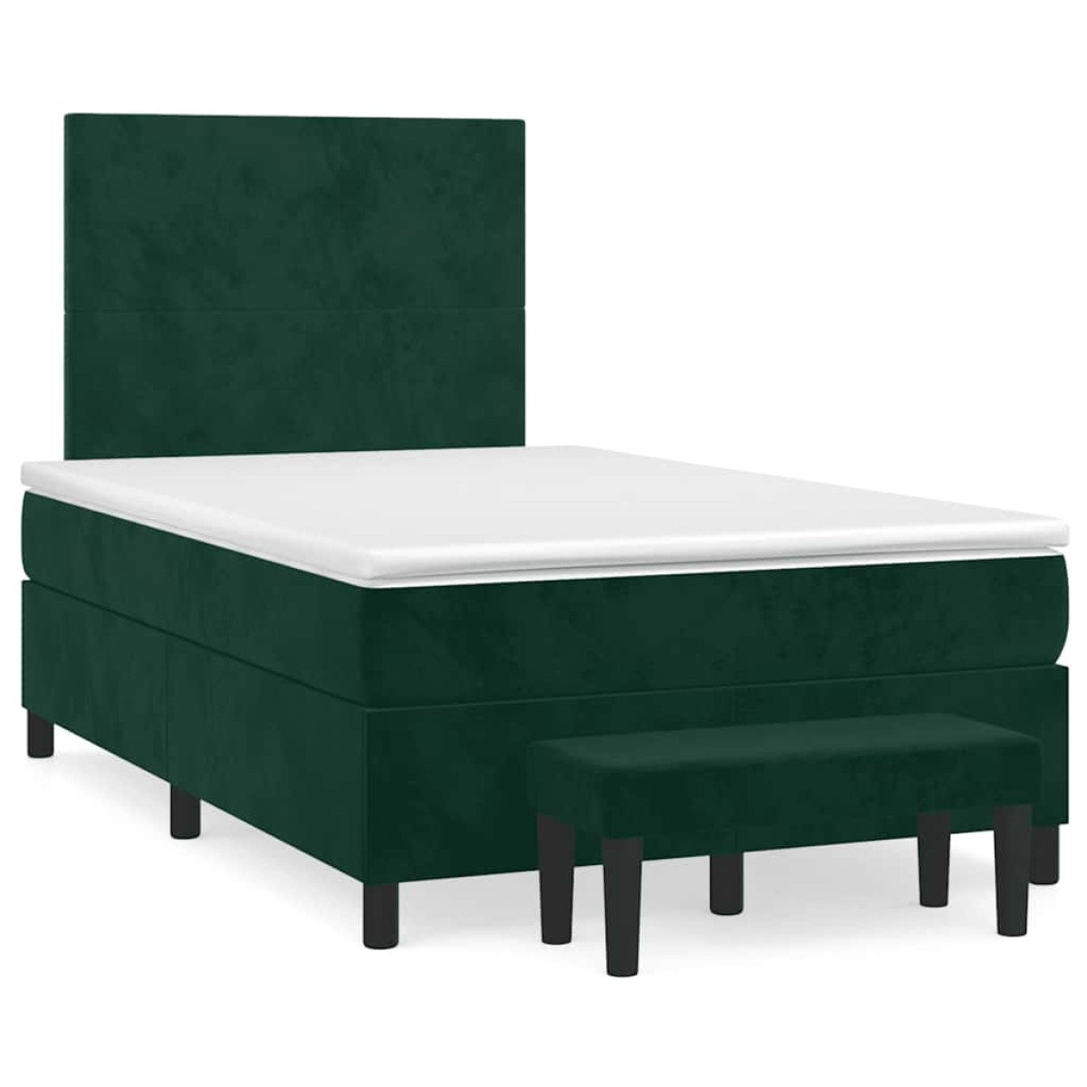 vidaXL Κρεβάτι Boxspring με Στρώμα Σκούρο Πράσινο 120x200εκ. Βελούδινο