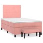 vidaXL Κρεβάτι Boxspring με Στρώμα Ροζ 120x200 εκ. Βελούδινο