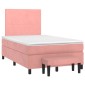 vidaXL Κρεβάτι Boxspring με Στρώμα Ροζ 120x200 εκ. Βελούδινο