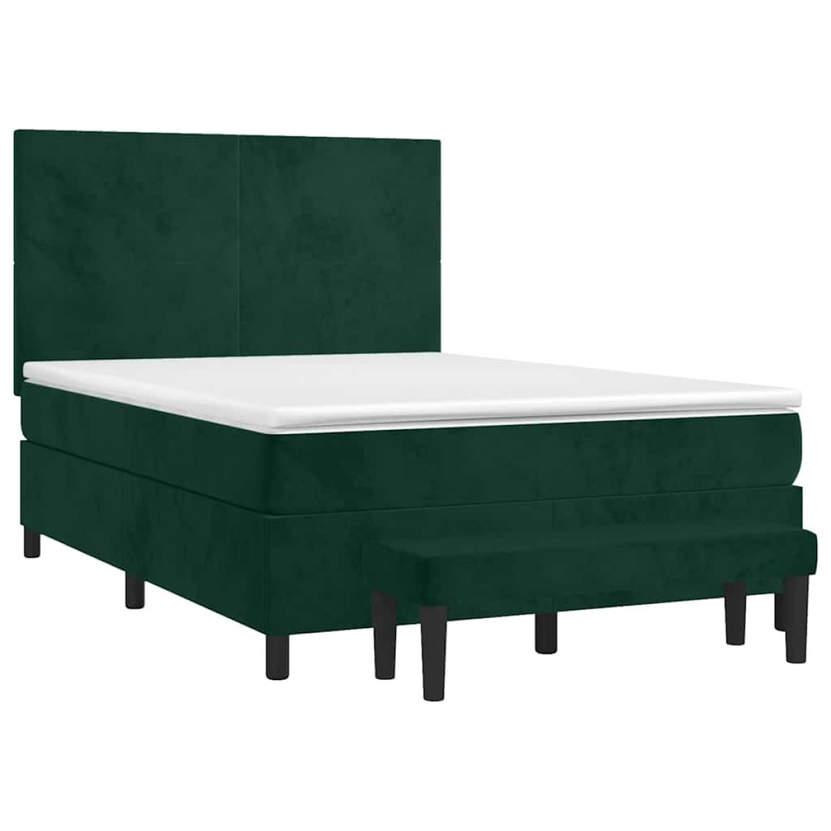 vidaXL Κρεβάτι Boxspring με Στρώμα Σκούρο Πράσινο 140x190εκ. Βελούδινο