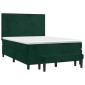 vidaXL Κρεβάτι Boxspring με Στρώμα Σκούρο Πράσινο 140x190εκ. Βελούδινο